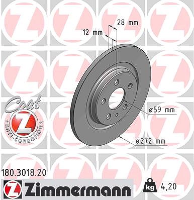 Zimmermann Bremsscheibe [Hersteller-Nr. 180.3018.20] für Peugeot, Citroën, Lancia, Fiat