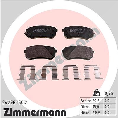 Zimmermann Bremsbelagsatz, Scheibenbremse [Hersteller-Nr. 24276.150.2] für Hyundai, Kia