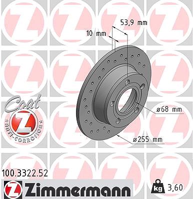 Zimmermann Bremsscheibe [Hersteller-Nr. 100.3322.52] für Audi