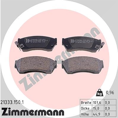 Zimmermann Bremsbelagsatz, Scheibenbremse [Hersteller-Nr. 21333.150.1] für Suzuki, Tata, Subaru