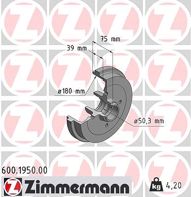 Zimmermann Bremstrommel [Hersteller-Nr. 600.1950.00] für VW, Seat, Audi