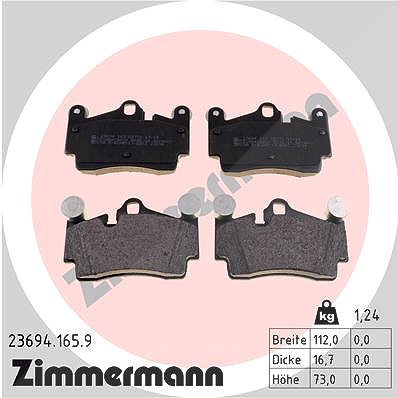 Zimmermann Bremsbelagsatz, Scheibenbremse [Hersteller-Nr. 23694.165.9] für Porsche, VW, Audi