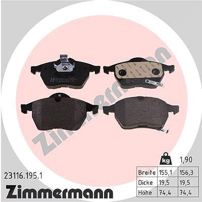 Zimmermann Bremsbelagsatz, Scheibenbremse [Hersteller-Nr. 23116.195.1] für Saab