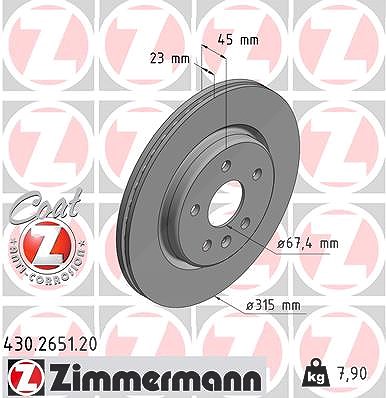 Zimmermann Bremsscheibe [Hersteller-Nr. 430.2651.20] für Vauxhall, Opel