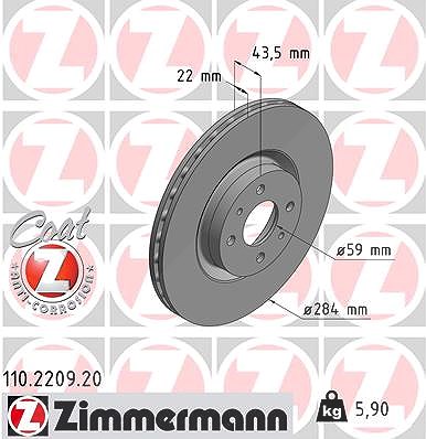 Zimmermann Bremsscheibe [Hersteller-Nr. 110.2209.20] für Abarth, Fiat, Alfa Romeo, Lancia