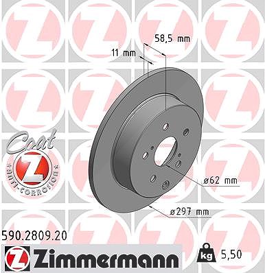 Zimmermann Bremsscheibe [Hersteller-Nr. 590.2809.20] für Toyota