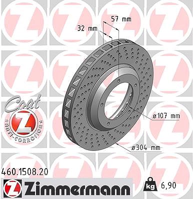 Zimmermann 1x Bremsscheibe belüftet vorne rechts [Hersteller-Nr. 460.1508.20] für Porsche