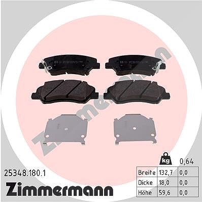 Zimmermann Bremsbelagsatz, Scheibenbremse [Hersteller-Nr. 25348.180.1] für Emgrand, Hyundai, Kia