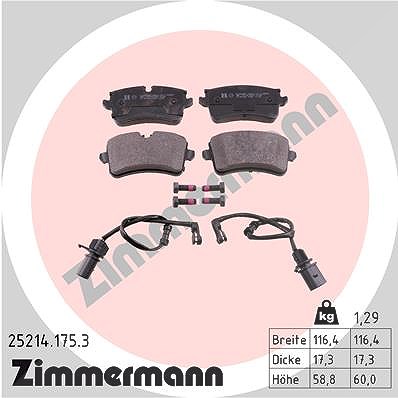 Zimmermann Bremsbelagsatz, Scheibenbremse [Hersteller-Nr. 25214.175.3] für Audi