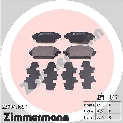 Zimmermann Bremsbelagsatz, Scheibenbremse [Hersteller-Nr. 23094.165.1] für Nissan