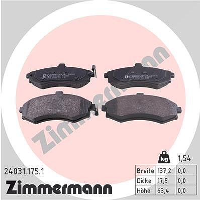 Zimmermann Bremsbelagsatz, Scheibenbremse [Hersteller-Nr. 24031.175.1] für Kia, Hyundai