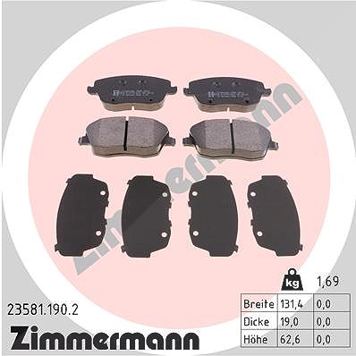 Zimmermann Bremsbelagsatz, Scheibenbremse [Hersteller-Nr. 23581.190.2] für Skoda, VW, Seat