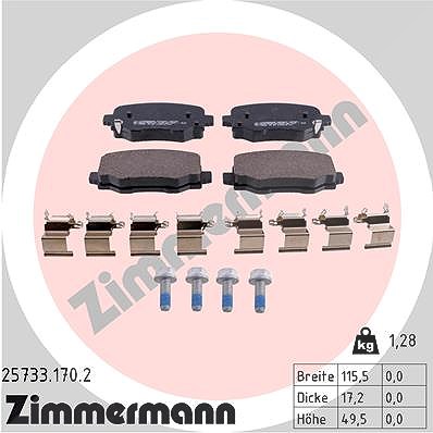 Zimmermann Bremsbelagsatz, Scheibenbremse [Hersteller-Nr. 25733.170.2] für Fiat, Jeep, Alfa Romeo