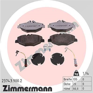 Zimmermann Bremsbelagsatz, Scheibenbremse [Hersteller-Nr. 23743.900.2] für Mercedes-Benz