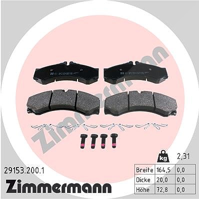 Zimmermann Bremsbelagsatz, Scheibenbremse [Hersteller-Nr. 29153.200.1] für VW, Mercedes-Benz