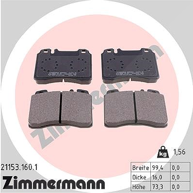 Zimmermann Bremsbelagsatz, Scheibenbremse [Hersteller-Nr. 21153.160.1] für Mercedes-Benz