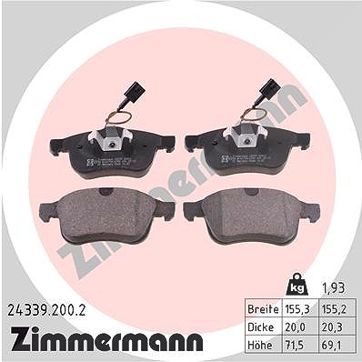 Zimmermann Bremsbelagsatz, Scheibenbremse [Hersteller-Nr. 24339.200.2] für Alfa Romeo