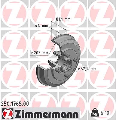 Zimmermann Bremstrommel [Hersteller-Nr. 250.1765.00] für Ford