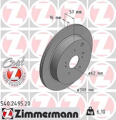 Zimmermann Bremsscheibe Hinterachse Belüftet [Hersteller-Nr. 540.2495.20] für Suzuki