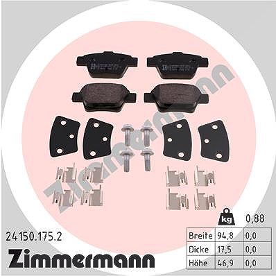 Zimmermann Bremsbelagsatz, Scheibenbremse [Hersteller-Nr. 24150.175.2] für Peugeot, Citroën