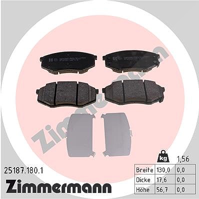 Zimmermann Bremsbeläge vorne (Satz) [Hersteller-Nr. 25187.180.1] für Hyundai, Kia