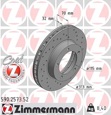 Zimmermann Bremsscheibe [Hersteller-Nr. 590.2573.52] für Lexus, Toyota