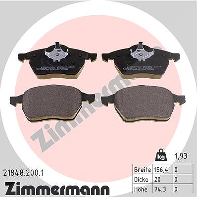 Zimmermann Bremsbelagsatz, Scheibenbremse [Hersteller-Nr. 21848.200.1] für VW, Ford, Seat