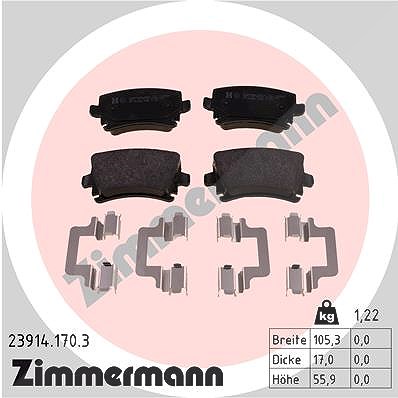 Zimmermann Bremsbelagsatz, Scheibenbremse [Hersteller-Nr. 23914.170.3] für Audi, Skoda, VW, Seat