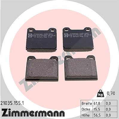 Zimmermann Bremsbelagsatz, Scheibenbremse [Hersteller-Nr. 21035.155.1] für Mercedes-Benz