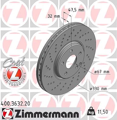 Zimmermann Bremsscheibe [Hersteller-Nr. 400.3632.20] für Mercedes-Benz