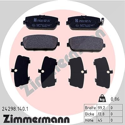 Zimmermann Bremsbelagsatz, Scheibenbremse [Hersteller-Nr. 24298.140.1] für Abarth, Mazda, Fiat