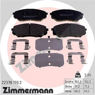 Zimmermann Bremsbelagsatz, Scheibenbremse [Hersteller-Nr. 22378.170.2] für Hyundai, Kia