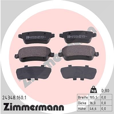Zimmermann Bremsbelagsatz, Scheibenbremse [Hersteller-Nr. 24348.160.1] für Fiat