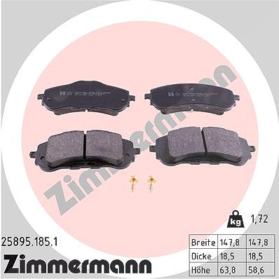 Zimmermann Bremsbelagsatz, Scheibenbremse [Hersteller-Nr. 25895.185.1] für Vauxhall, Peugeot, Citroën, Opel