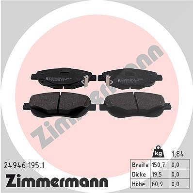 Zimmermann Bremsbelagsatz, Scheibenbremse [Hersteller-Nr. 24946.195.1] für Toyota