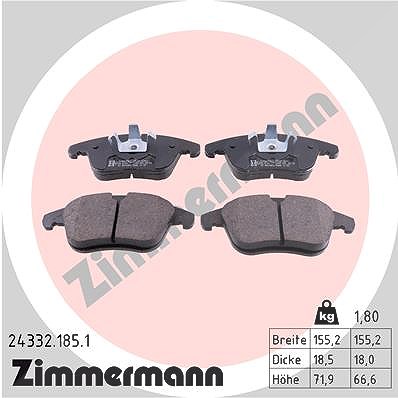 Zimmermann Bremsbelagsatz, Scheibenbremse [Hersteller-Nr. 24332.185.1] für Citroën, Peugeot