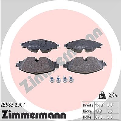 Zimmermann Bremsbelagsatz, Scheibenbremse [Hersteller-Nr. 25683.200.1] für Seat, Skoda, VW, Audi