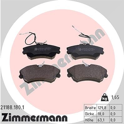 Zimmermann Bremsbelagsatz, Scheibenbremse [Hersteller-Nr. 21188.180.1] für Renault