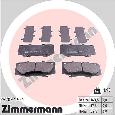 Zimmermann Bremsbelagsatz, Scheibenbremse [Hersteller-Nr. 25209.170.1] für Toyota