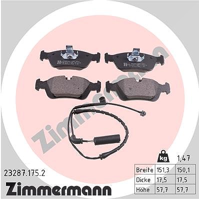 Zimmermann Bremsbelagsatz, Scheibenbremse [Hersteller-Nr. 23287.175.2] für BMW