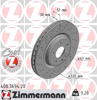 Zimmermann Bremsscheibe [Hersteller-Nr. 400.3694.20] für Mercedes-Benz
