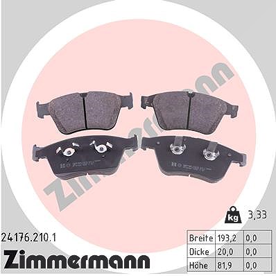 Zimmermann Bremsbelagsatz, Scheibenbremse [Hersteller-Nr. 24176.210.1] für Mercedes-Benz