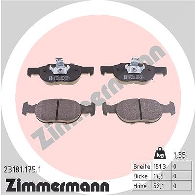 Zimmermann Bremsbelagsatz, Scheibenbremse [Hersteller-Nr. 23181.175.1] für Lancia, Fiat