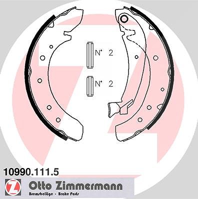 Zimmermann Bremsbackensatz [Hersteller-Nr. 10990.111.5] für Toyota, Peugeot, Fiat, Citroën