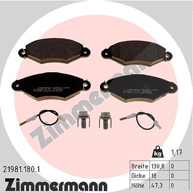 Zimmermann Bremsbelagsatz, Scheibenbremse [Hersteller-Nr. 21981.180.1] für Renault