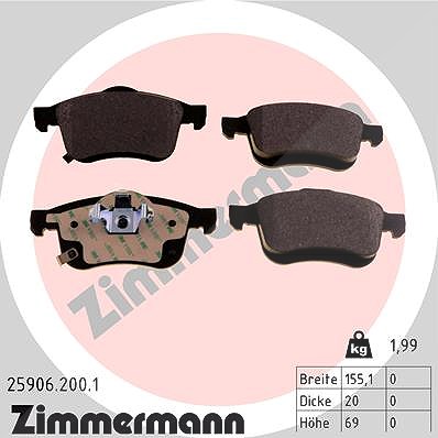 Zimmermann Bremsbelagsatz, Scheibenbremse [Hersteller-Nr. 25906.200.1] für Fiat