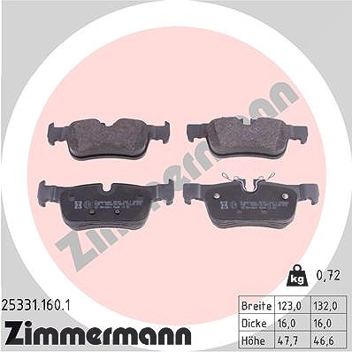Zimmermann Bremsbelagsatz, Scheibenbremse [Hersteller-Nr. 25331.160.1] für Mini, BMW
