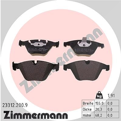 Zimmermann Bremsbelagsatz, Scheibenbremse [Hersteller-Nr. 23312.200.9] für BMW