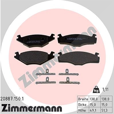 Zimmermann Bremsbelagsatz, Scheibenbremse [Hersteller-Nr. 20887.150.1] für Seat, VW