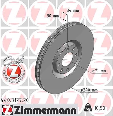 Zimmermann Bremsscheibe [Hersteller-Nr. 440.3127.20] für Ds (capsa), Peugeot, Citroën, Ds